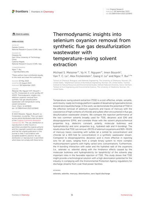 Pdf Thermodynamic Insight Into Selenium Oxyanions Removal From