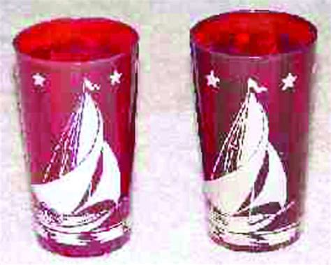 Ships Red White Oz Flat Tumbler By Hazel Atlas Replacements Ltd