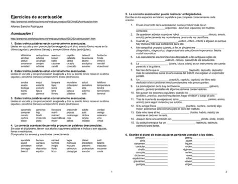 Ejercicios de acentuación