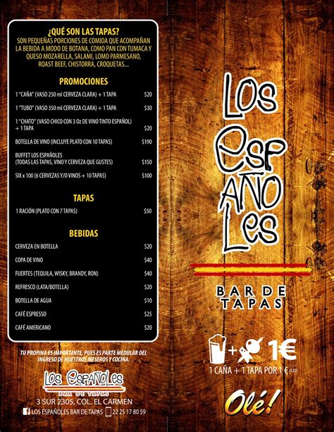 Tapas Bar Menu