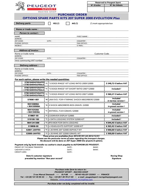 Fillable Online 207 Super 2000 Evolution Peugeot Sport Fax Email