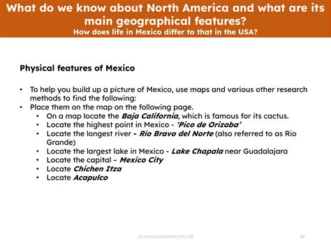 Physical features of Mexico - Info sheet | 5th Grade Geography