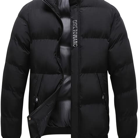 Chaqueta Acolchada Térmica De Invierno Con Cremallera Y Cuello