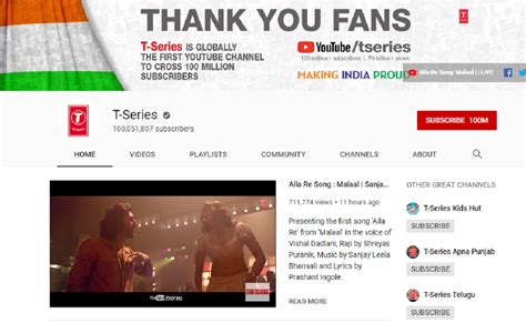 T-Series' YouTube Channel Becomes First-Ever To Net 100 Million ...