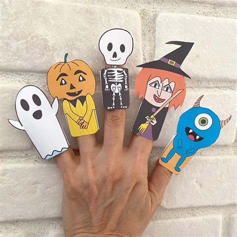 Printable Halloween Finger Puppets Diy Template Halloween Etsy