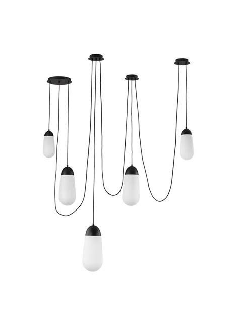 Nova Luce Suspension BLAKY Matt Black Metal Opal Glass