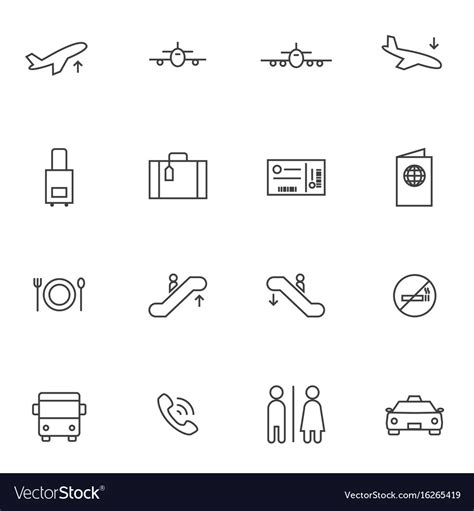 Airport icon sets line icons Royalty Free Vector Image