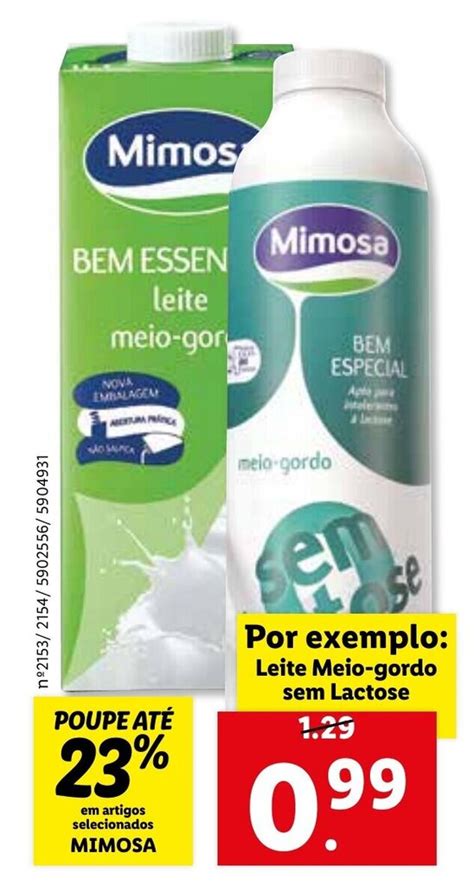 Promo O Mimosa Leite Meio Gordo Sem Lactose Em Lidl