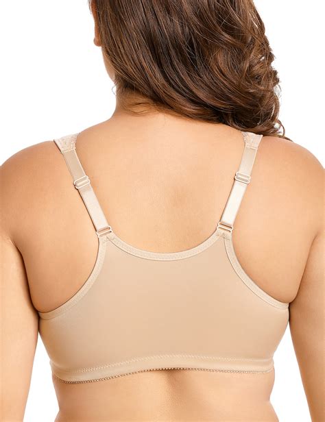 Delimira Women Front Closure Bra Full Coverage Wirefree Lace Plus Size Racerback Ebay