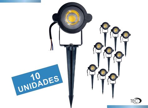 Kit Lumin Rias Espeto Jardim Cob Led W Prova D Gua Bivolt Branco