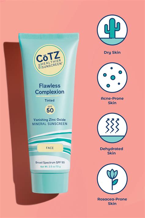 Cotz Flawless Complexion Spf 50 Dehydrated Skin Face Sunscreen Mineral Sunscreen