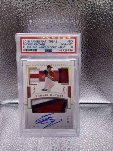 2018 National Treasures Shohei Ohtani Holo Gold Patch Auto 6 25 PSA 8