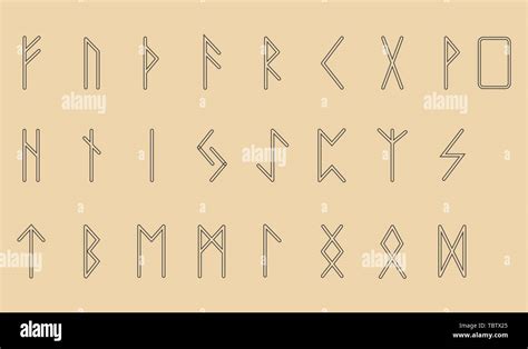 Set Of Old Norse Scandinavian Runes Rune Alphabet Occult Ancient