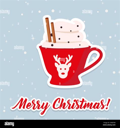Christmas Hot Coffee In Red Cup Vector Illustration Eps Stock