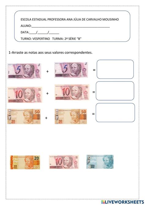 Sistema Monetario Interactive Worksheet For EducaÇÃo Especial Live Worksheets