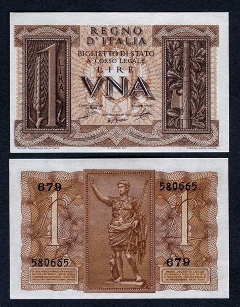 1 Lira 1939 Dittatura Fascista