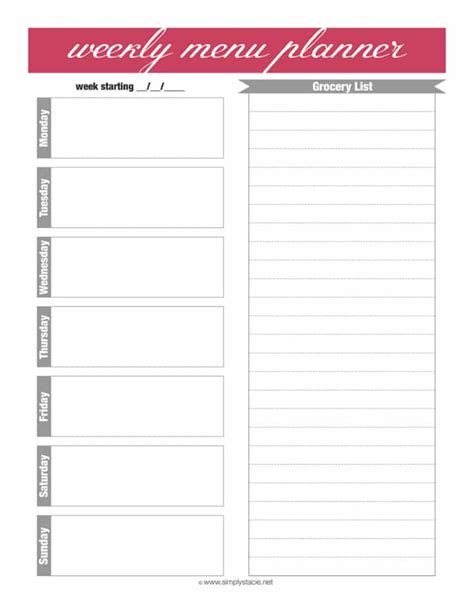 Weekly Menu Planner Printable - Simply Stacie