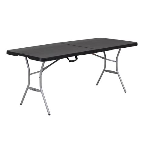 Lifetime Lifetime 6 Ft Black Resin Fold In Half Folding Table The