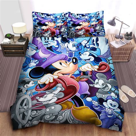 Sorcerer Mickey Mouse And Multiple Mickey Mouse Characters Bed Sheets