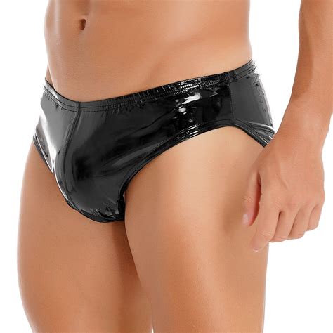 De Freebily Herren Gl Nzende Leder Slips Sexy Wetlook Unterw Sche G