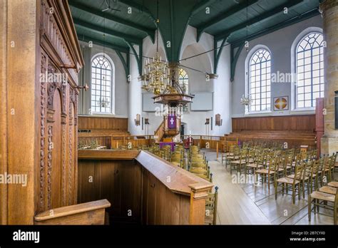 Dutch Reformed Church of Coevorden, interior with pulpit, first new ...