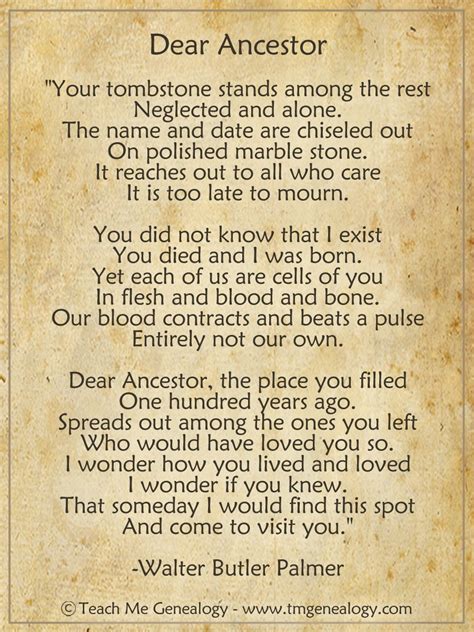 Dear Ancestor Poem By Walter Butler Palmer Teach Me Genealogy