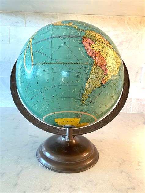 Rare Vintage French Universal Globe Terrestre No Globe Globe On