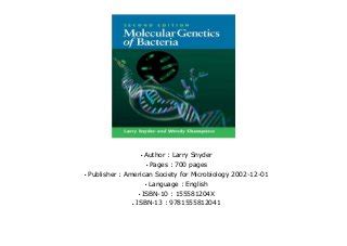 Molecular Genetics of Bacteria