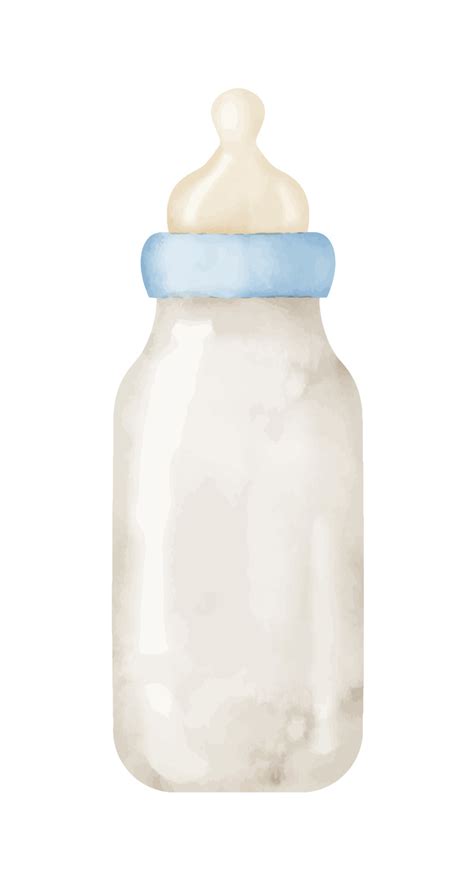 Watercolor Baby Bottle for milk. Hand drawn illustration on isolated ...