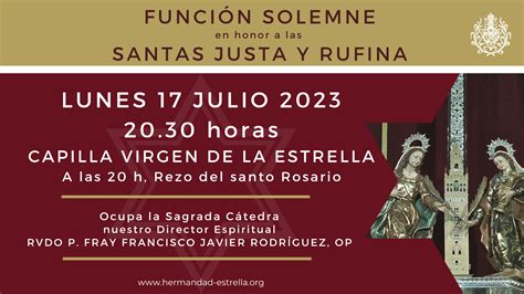 El Lunes 17 De Julio Celebraremos Santas Justa Y Rufina Hermandad De