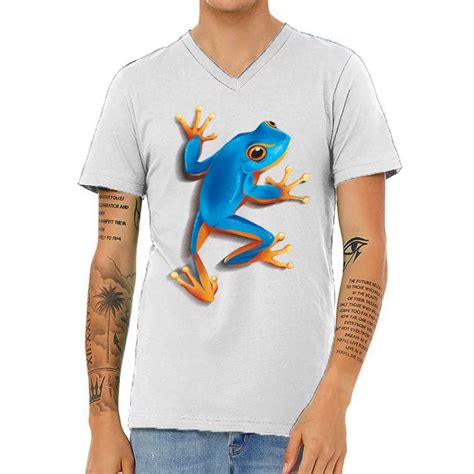 Realistic Blue Tree Frog V Neck T Shirt Teeshirtpalace