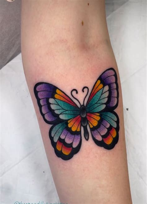 Traditional Butterfly Tattoo Colorful Butterfly Tattoo Traditional Style Tattoo Butterfly