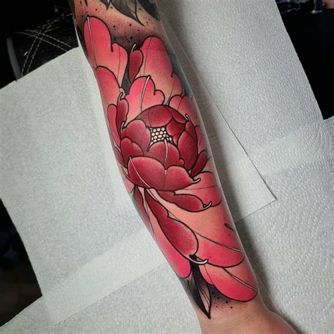 Share Neo Trad Peony Tattoo Super Hot In Cdgdbentre