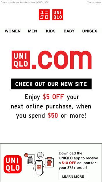 Check Out Our New Site Uniqlo USA Email Archive