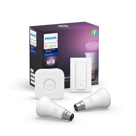 Hue White And Colour Ambience Starter Kit B22 8718699701376 Philips