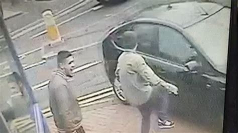 Shocking Cctv Footage Shows Road Rage Postman Hit Two Men After Mounting Pavement Mirror Online