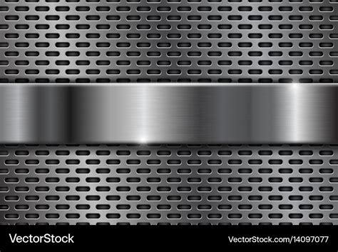 Metal Perforated Background With Shiny Chrome Vector Image