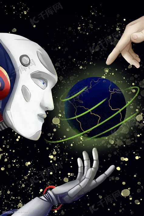 人与AI智能对话插画图片-千 …