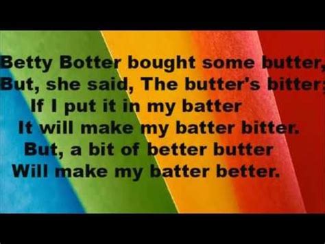english tongue twister betty botter bought  butter youtube