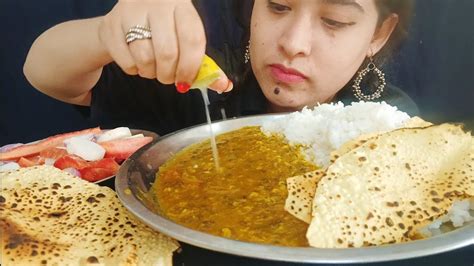 Eating Moong Ki Dal Chawal With Papad Nd Salad 🥗😋homemade Food