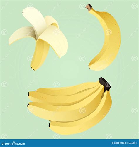 Conjunto De Bananas De Dibujos Animados Banana Pelada Y Panda De