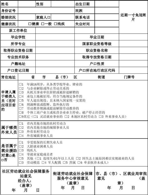 《就业失业登记证》申请表word文档在线阅读与下载无忧文档