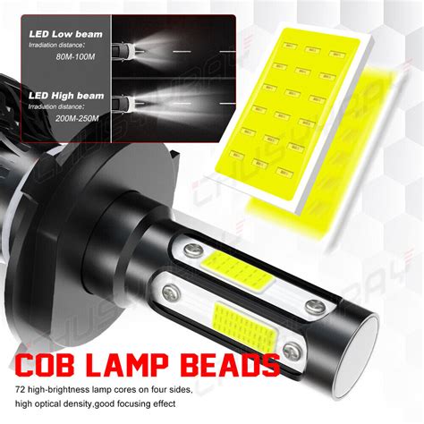 4 Sides LED For Toyota Hilux 2004 2019 Headlight Bulbs Kit 9003 H4 High