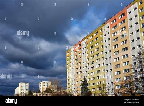 The Facade With Balconies Of A Residential High Rise Buildings In