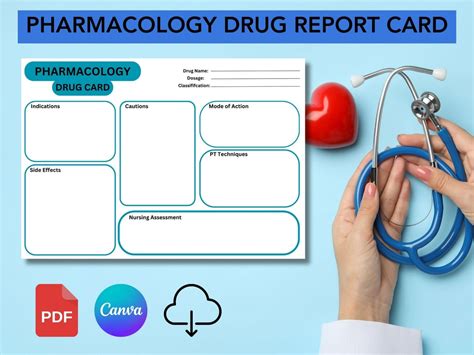 Pharmacology Drug Card Template Nursing Pharmacology Printable Drug