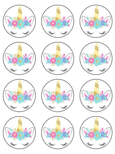 Unicorn Horns Magical Edible Printed Cupcake Toppers Icing Sheet Of 12