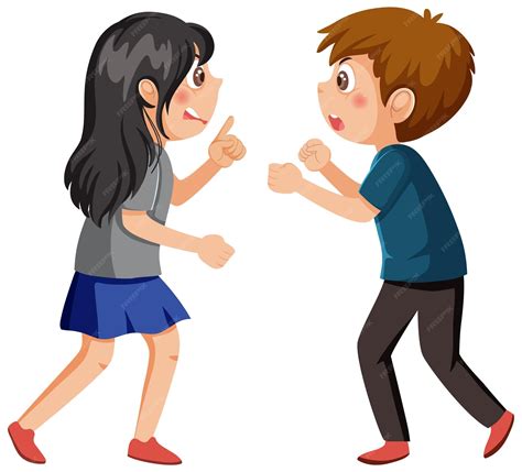 Two kids arguing on white background | Premium Vector