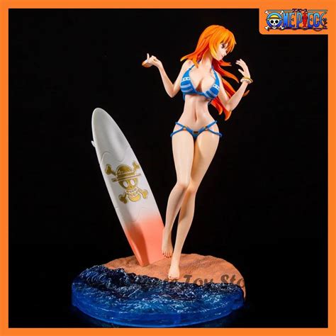 30cm One Piece Nami Figure Anime Figures Swimsuit Sexy Beach Surf Bikini Girl Action Figurine