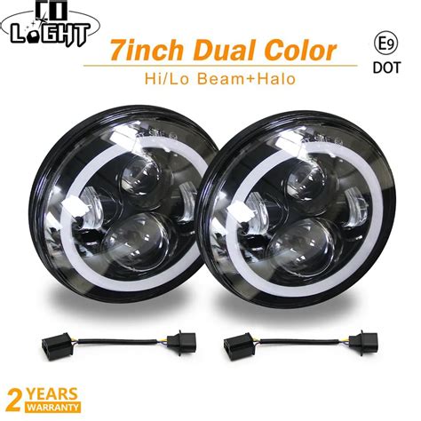 CO LIGHT 7 LED Headlight 50W 30W Amber White Angle Eyes DRL Led 12V Hi