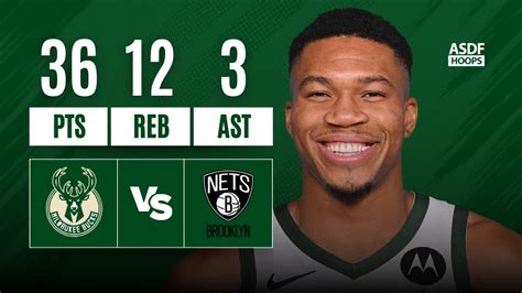 Giannis Antetokounmpo Full Game Highlights Vs Bkn Pts Reb